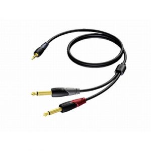PROCAB 1.5m 3.5mm Stereo - Dual 6.3mm Mono Cable