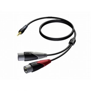 PROCAB 1.5m 3.5mm Stereo Jack - Dual Male XLR Cable